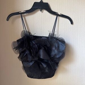 Crop top with flower appliqué